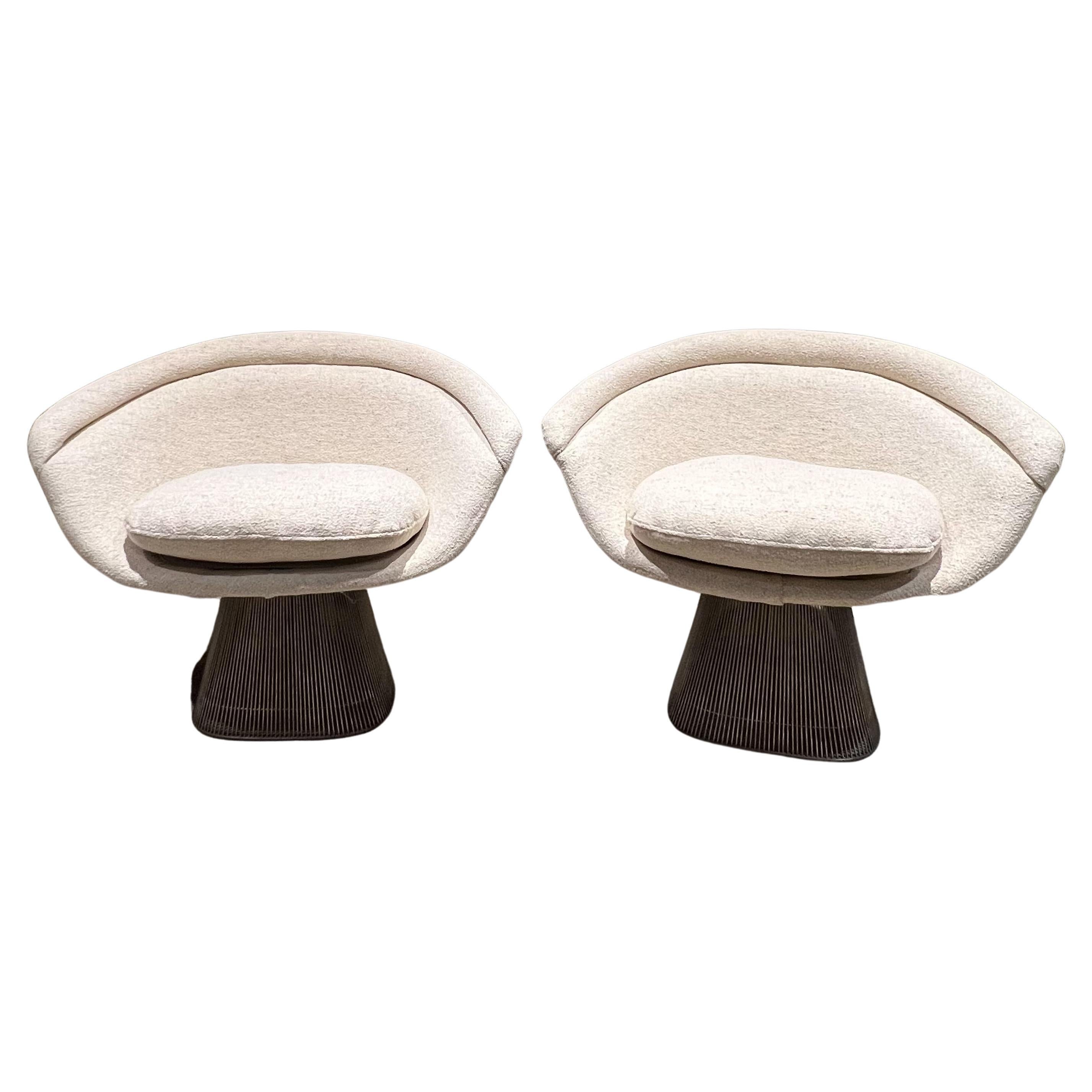 1970s Warren Platner Sensational Low Lounge Chair Pair with Graceful Metal Frame