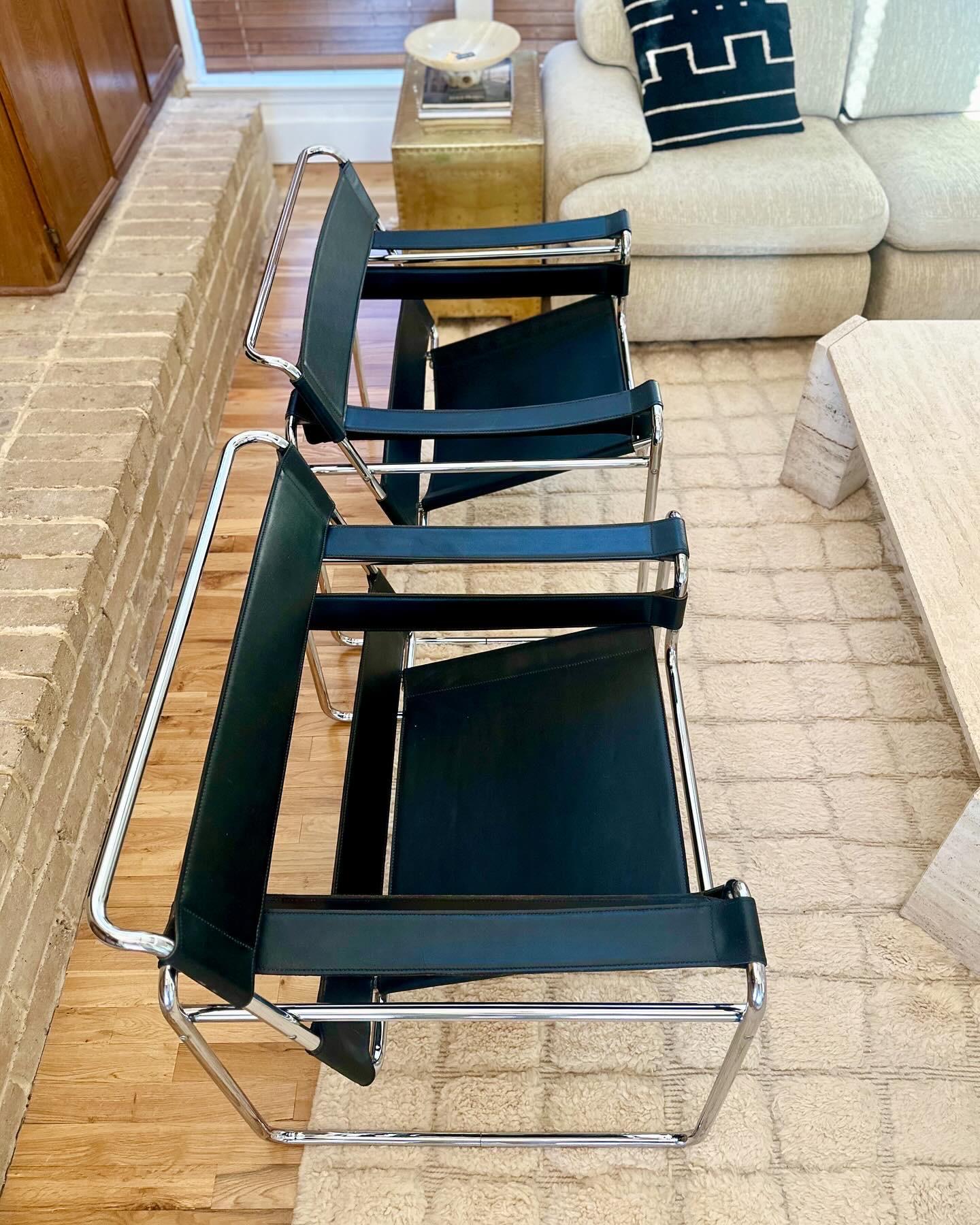 Bauhaus 1970s Wassily Style Chairs After Marcel Breuer - a pair