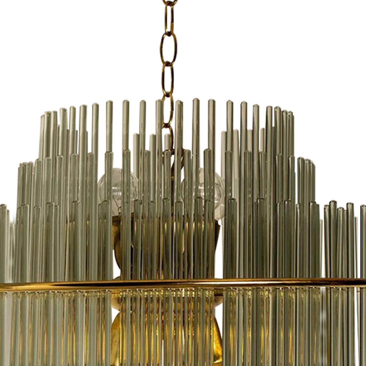 1970s Waterfall Glass Rod Chandelier by Gaetano Sciolari for Lightolier In Good Condition In London, GB