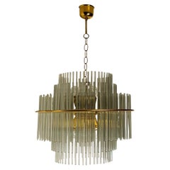 Vintage 1970s Waterfall Glass Rod Chandelier by Gaetano Sciolari for Lightolier