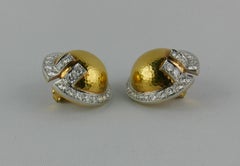 1970’s Webb Yellow Gold, Platinum and Diamond Earrings