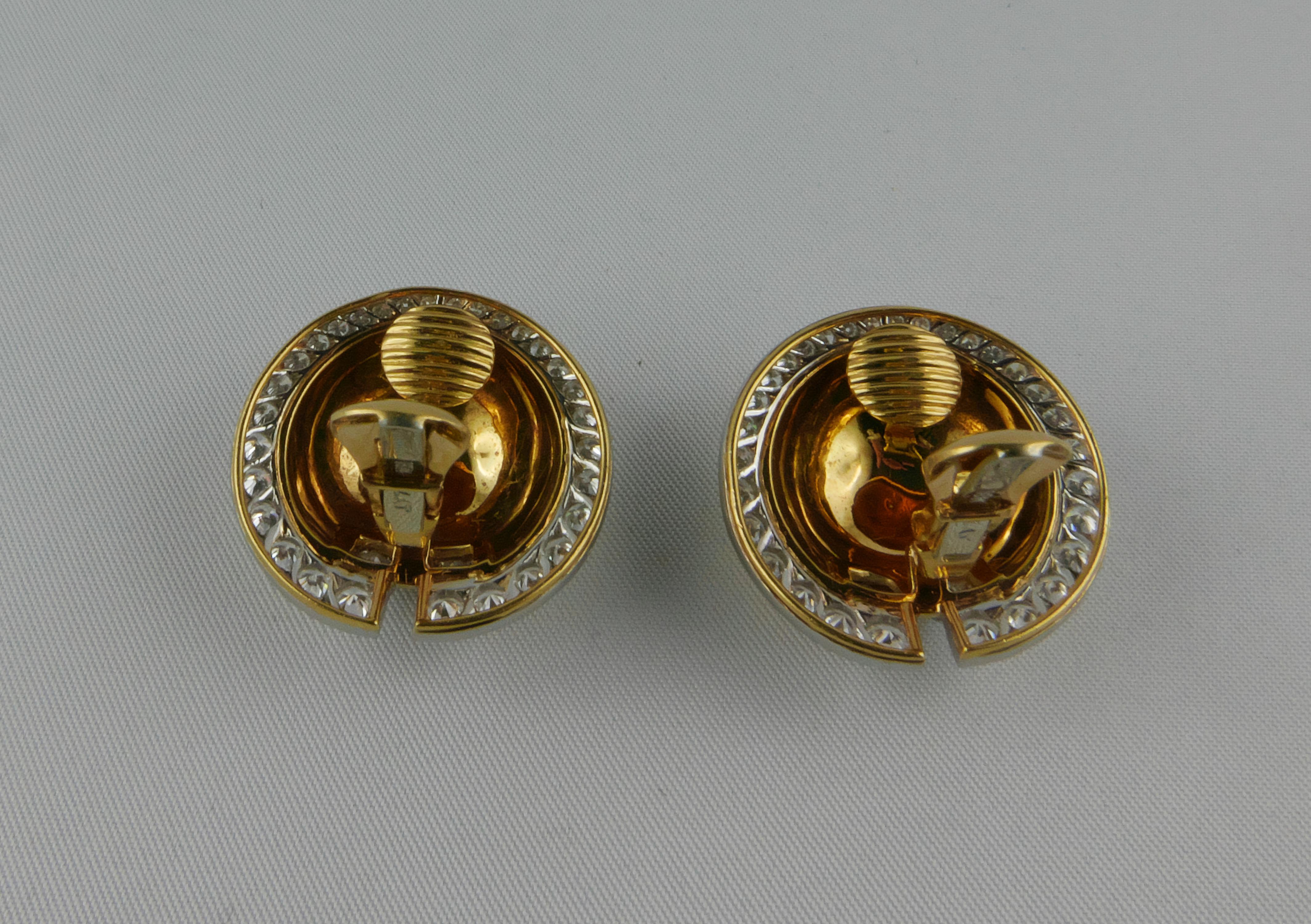 1970’s Webb Yellow Gold, Platinum and Diamond Earrings In Good Condition For Sale In Torino, IT