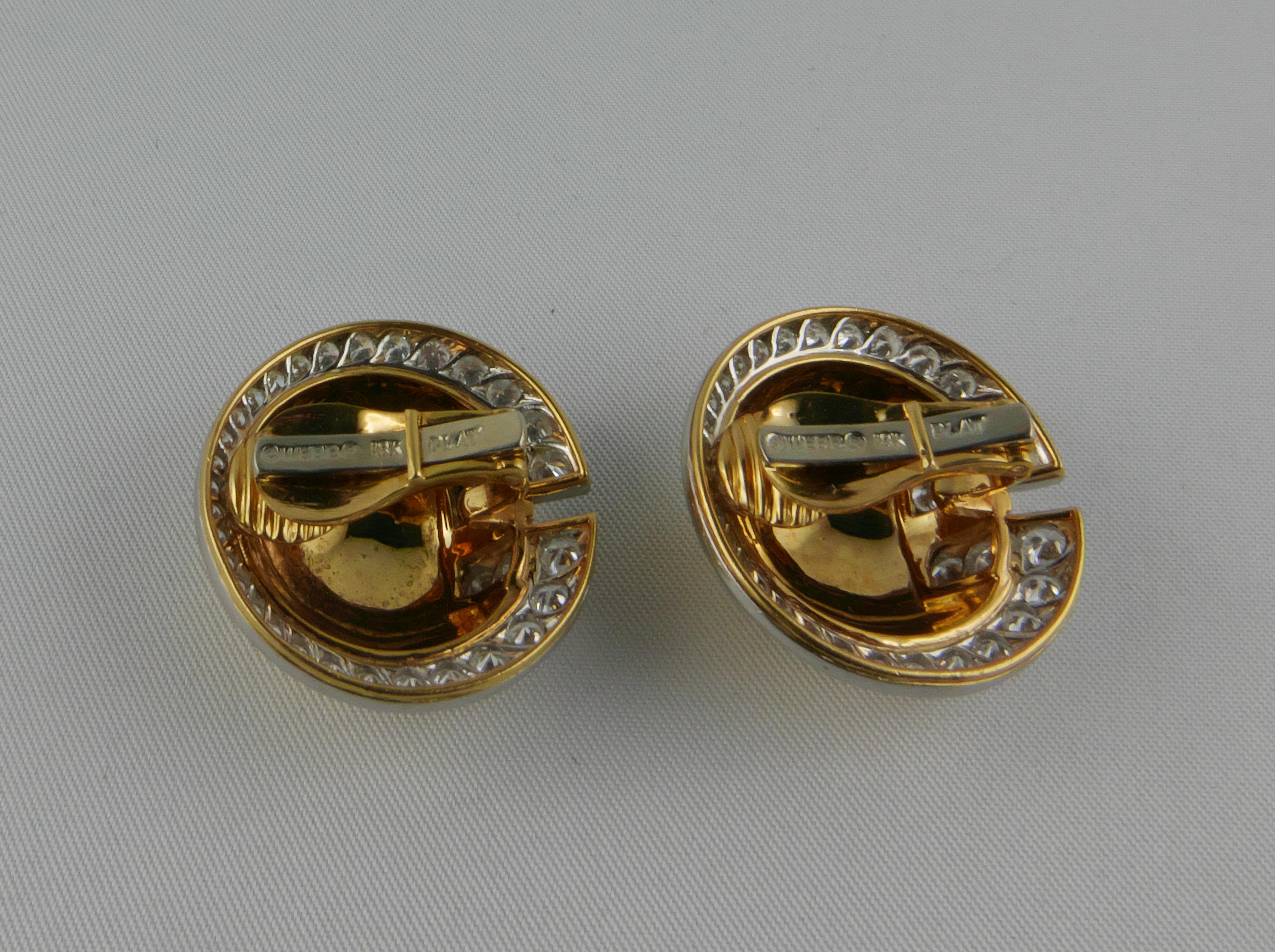 Women's 1970’s Webb Yellow Gold, Platinum and Diamond Earrings For Sale