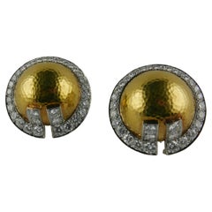 1970’s Webb Yellow Gold, Platinum and Diamond Earrings