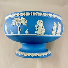 1970s Wedgwood Blue Jasperware Footed Fruit Bowl