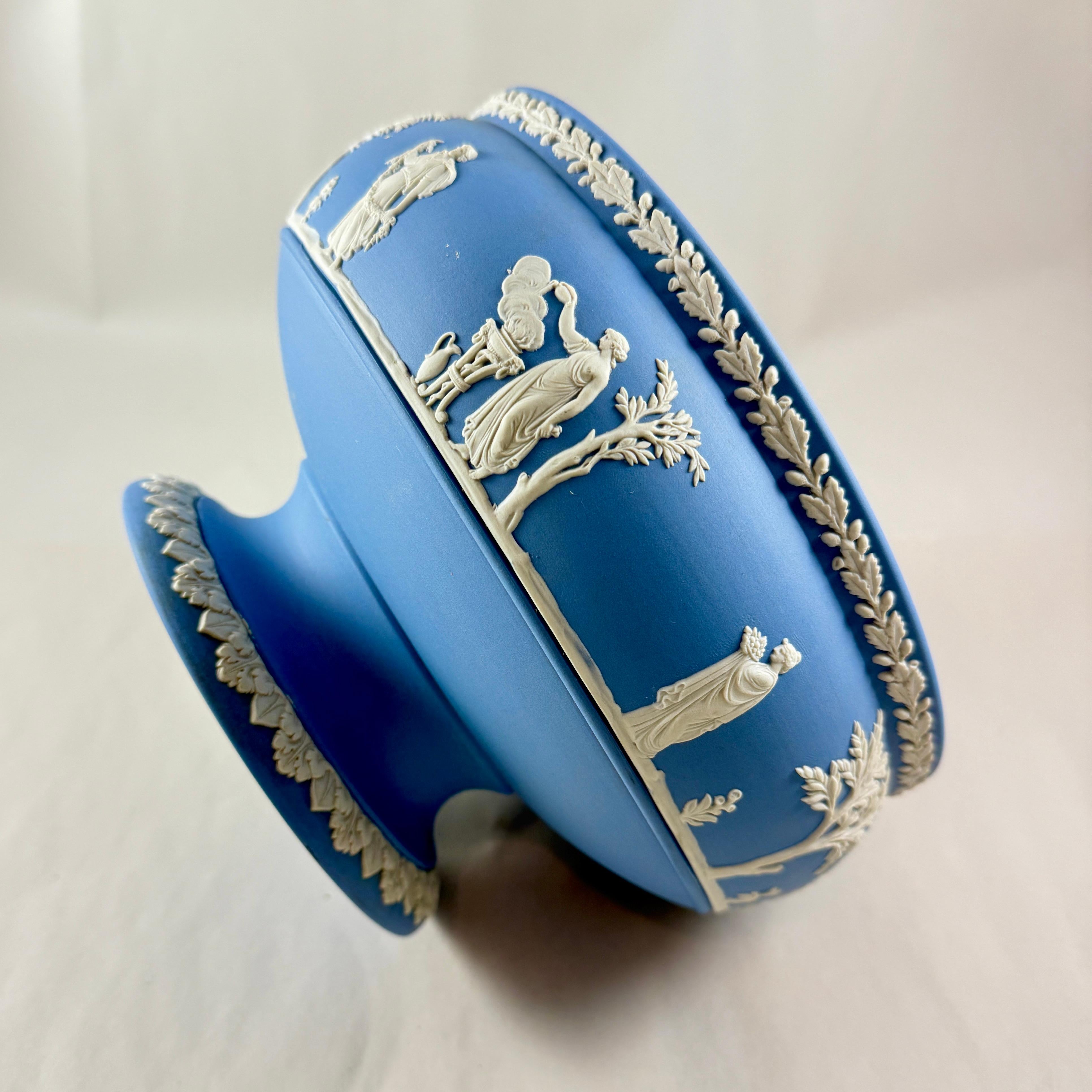 Unglazed 1970s Wedgwood Blue Jasperware Footed Fruit Bowl For Sale