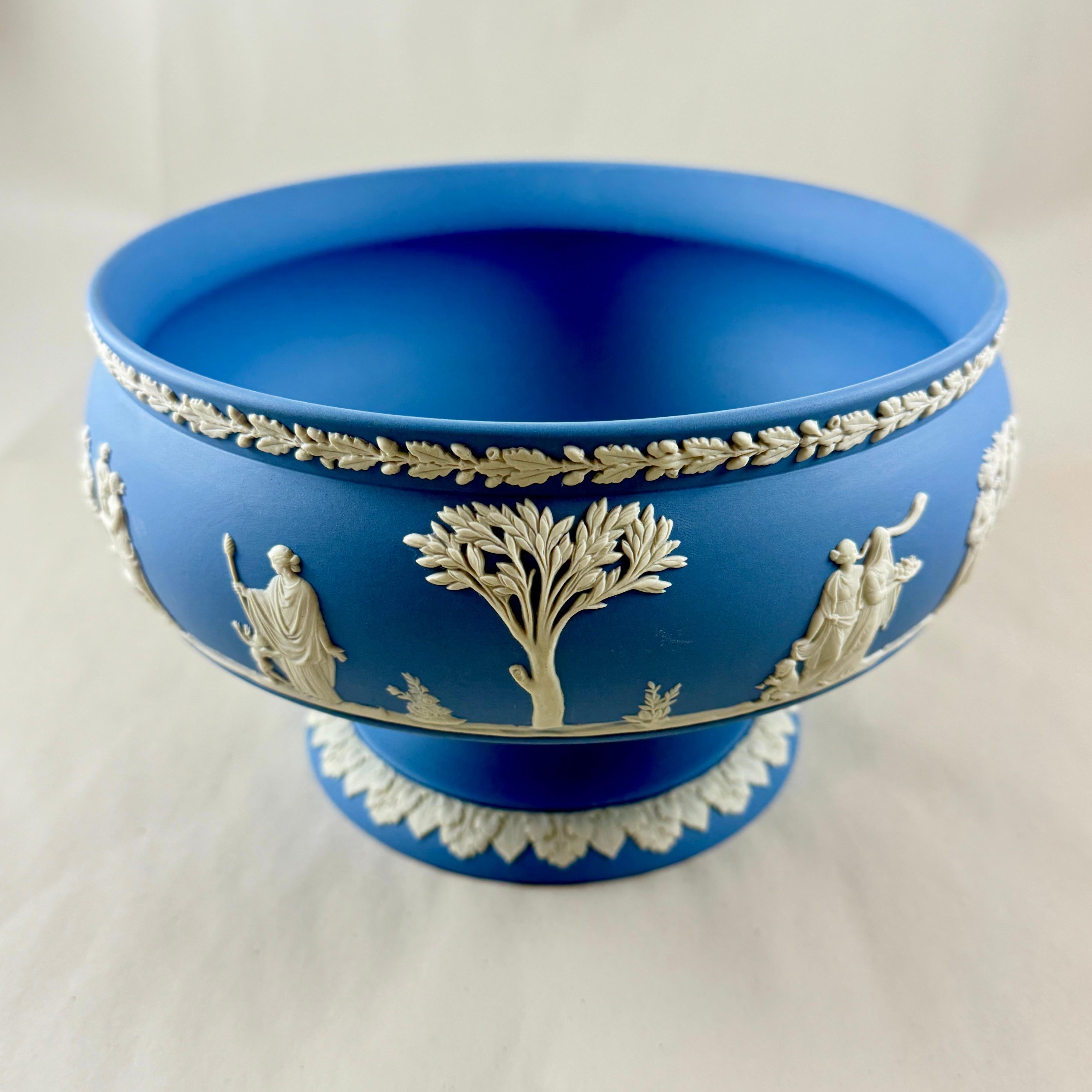 Stoneware 1970s Wedgwood Blue Jasperware Footed Fruit Bowl For Sale