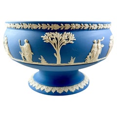 1970s Wedgwood Blue Jasperware Footed Fruit Bowl