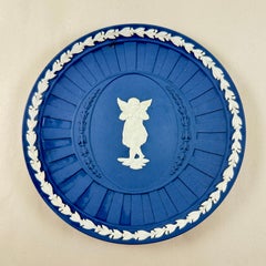 1970s Wedgwood Pallas Angel Dark Blue Jasperware Plate
