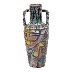 Vintage 1970s West German Abstract Fat Lava Decorative Colorful Vase Urn