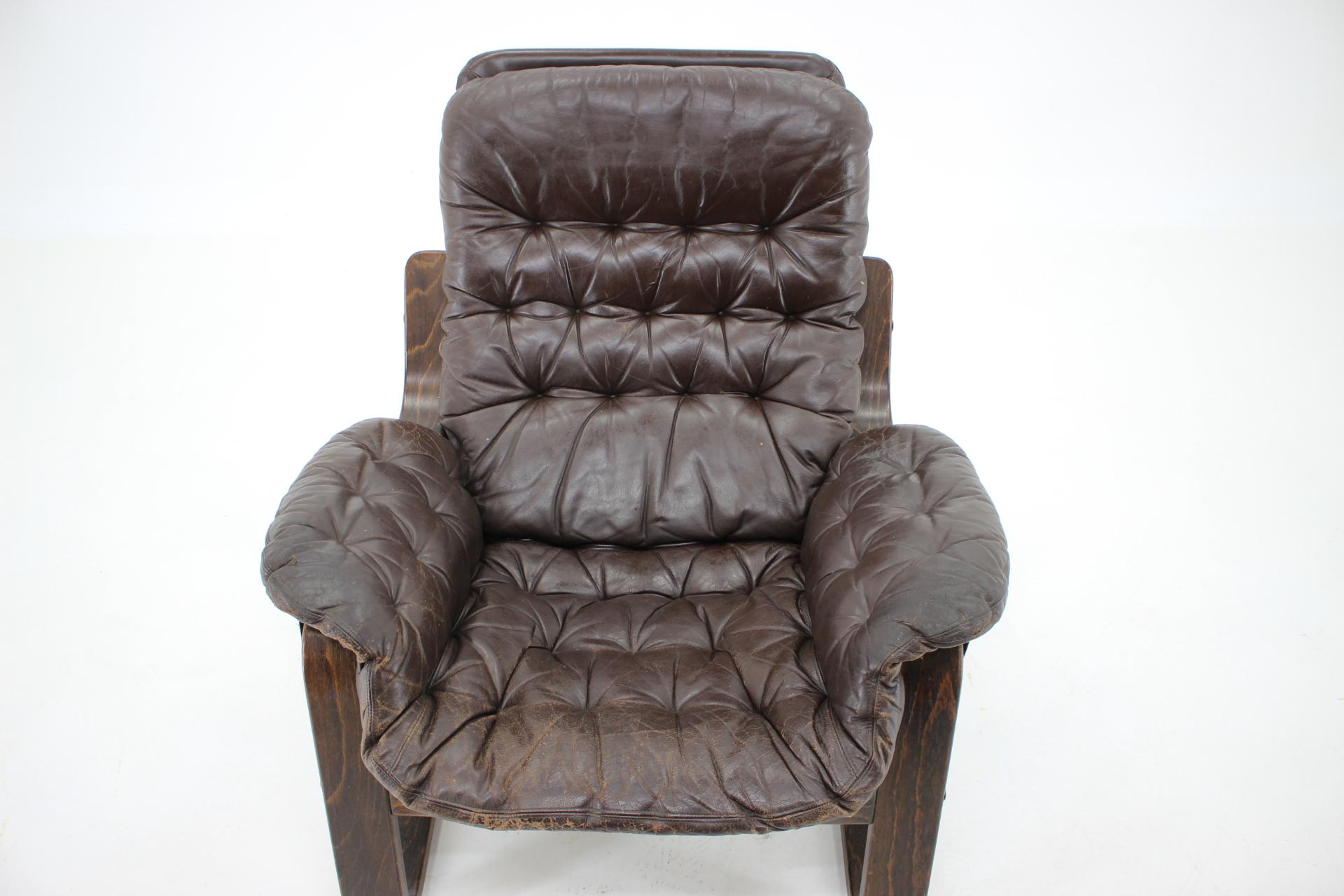 1970s Westnofa Bentwood Leather Armchair, Norway In Good Condition In Praha, CZ