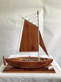 1970s Whale Boat Wood Sculpture On A Redwood Base