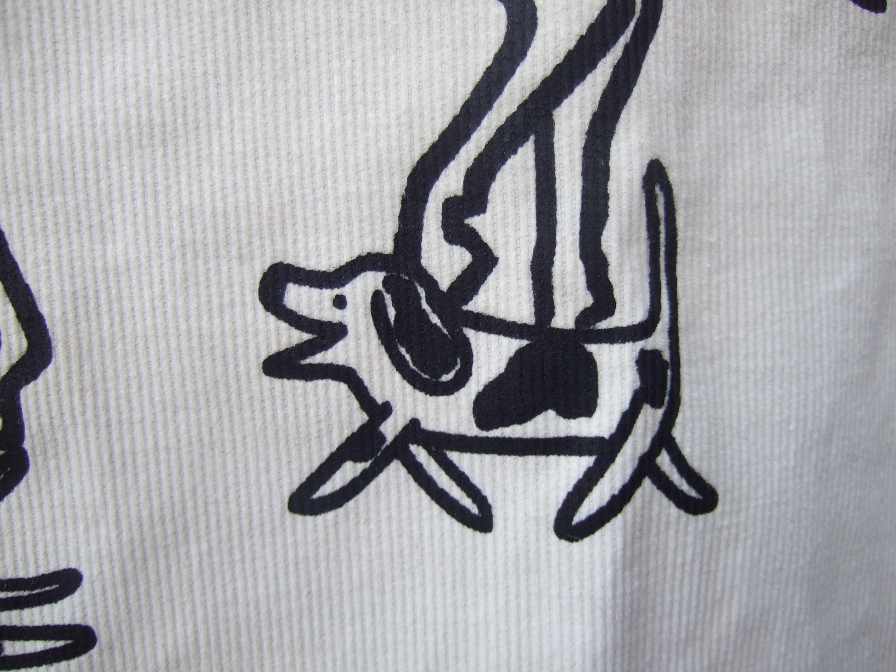 Women's 1970s Whimsical Fox Hunt Scene Cream Corduroy Skirt Designed by Vested Gentress