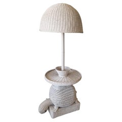 1970s Wicker Floor Lamp Turtle after Mario Lopez Torres