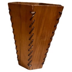 Panier à déchets en bois hexagonal des années 1970