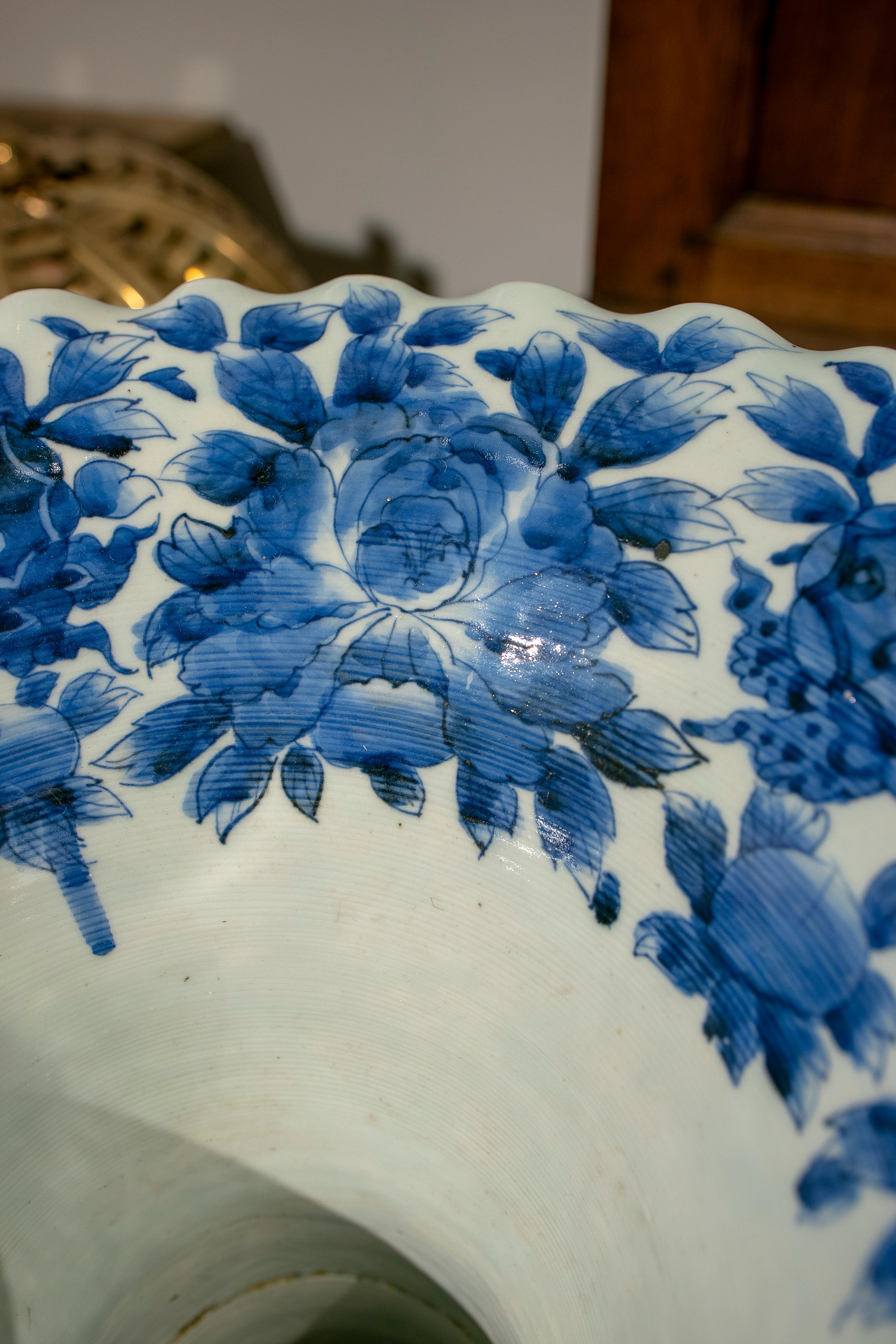 1970s White and Blue Porcelain Floor Vase  For Sale 6