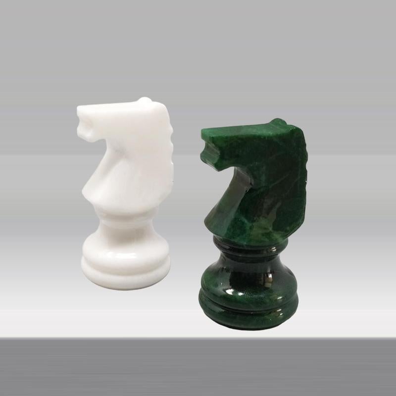 1970s White and Green Chess Set in Volterra Alabaster Handmade. Made in Italy 4