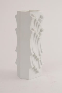 1970s White Bisque Op Art Archais Series Vase Heinrich Fuchs for Hutschenreuther