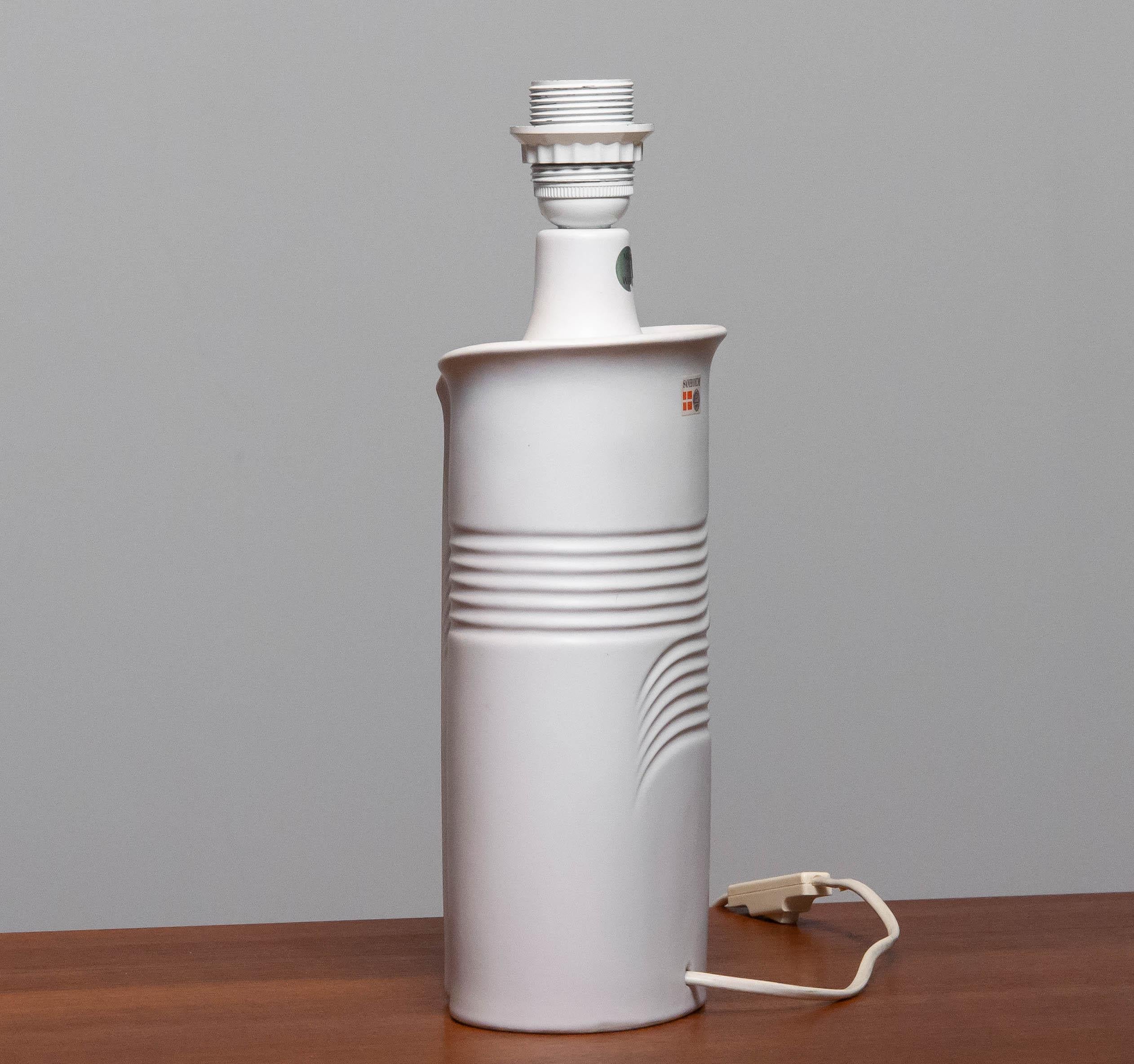 Danish 1970's  White Ceramic Table Lamp by Søholm Stentøj , Denmark For Sale