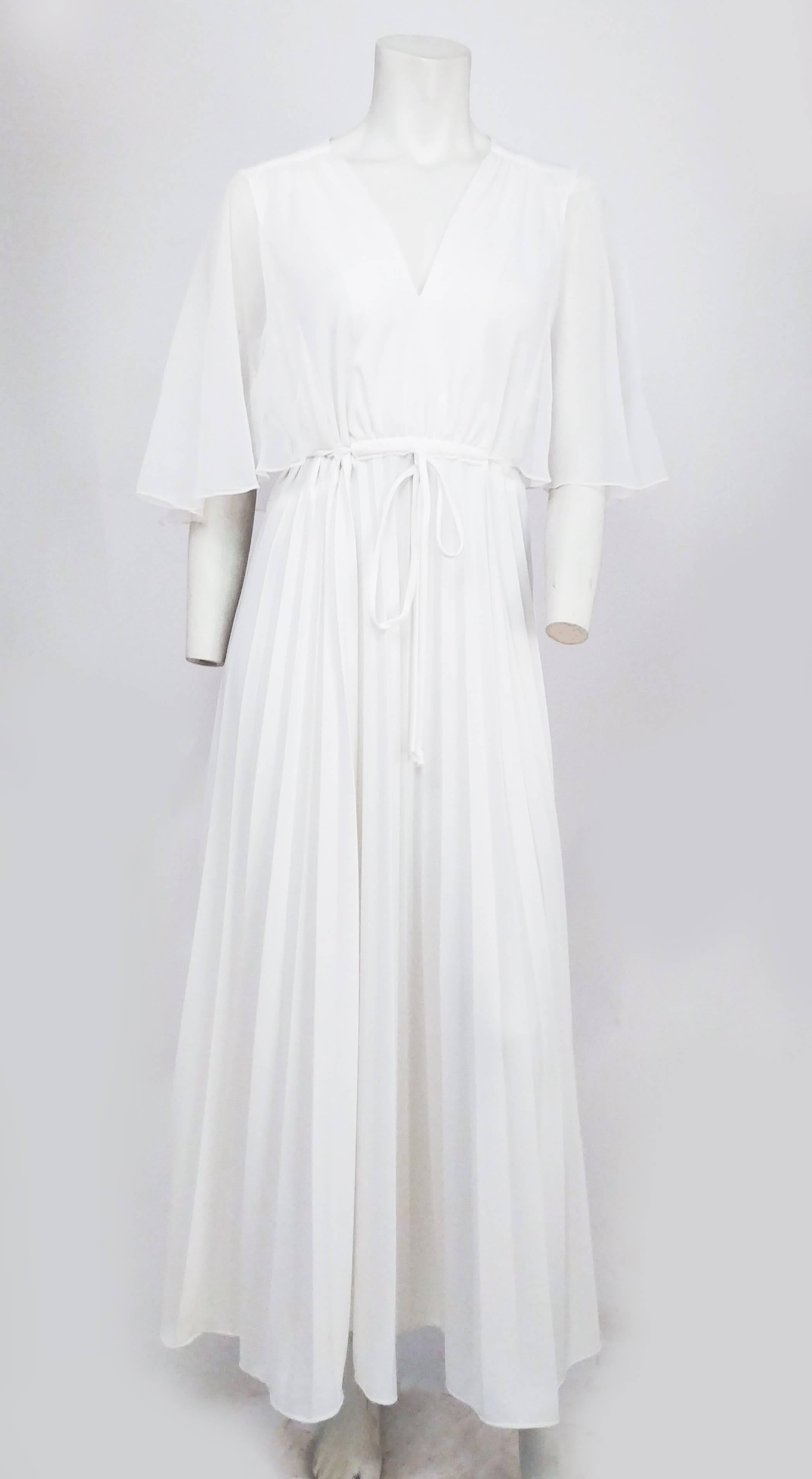 Gray White Chiffon Evening Dress, 1970s 