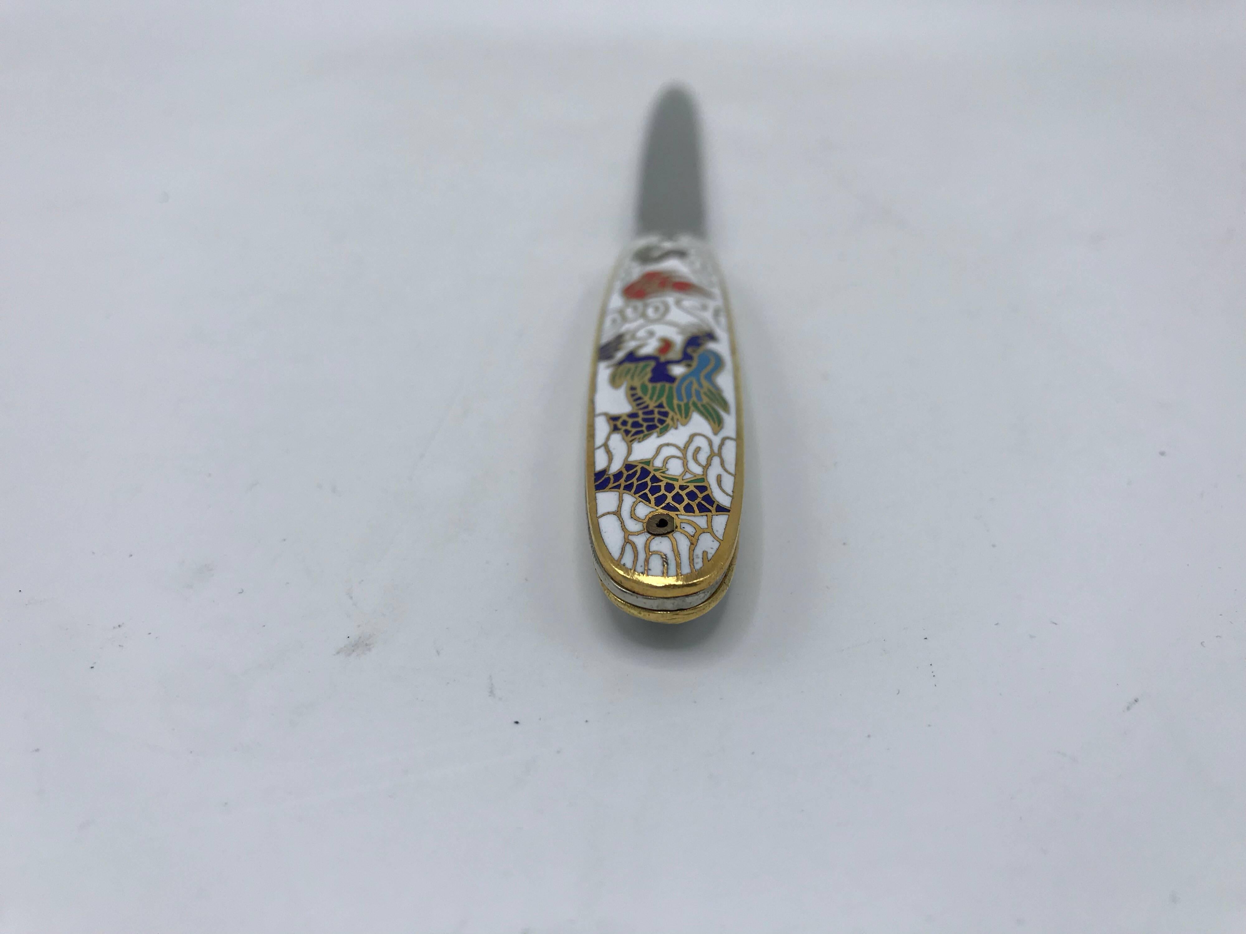 Cloissoné 1970s White Cloisonné Letter Opener