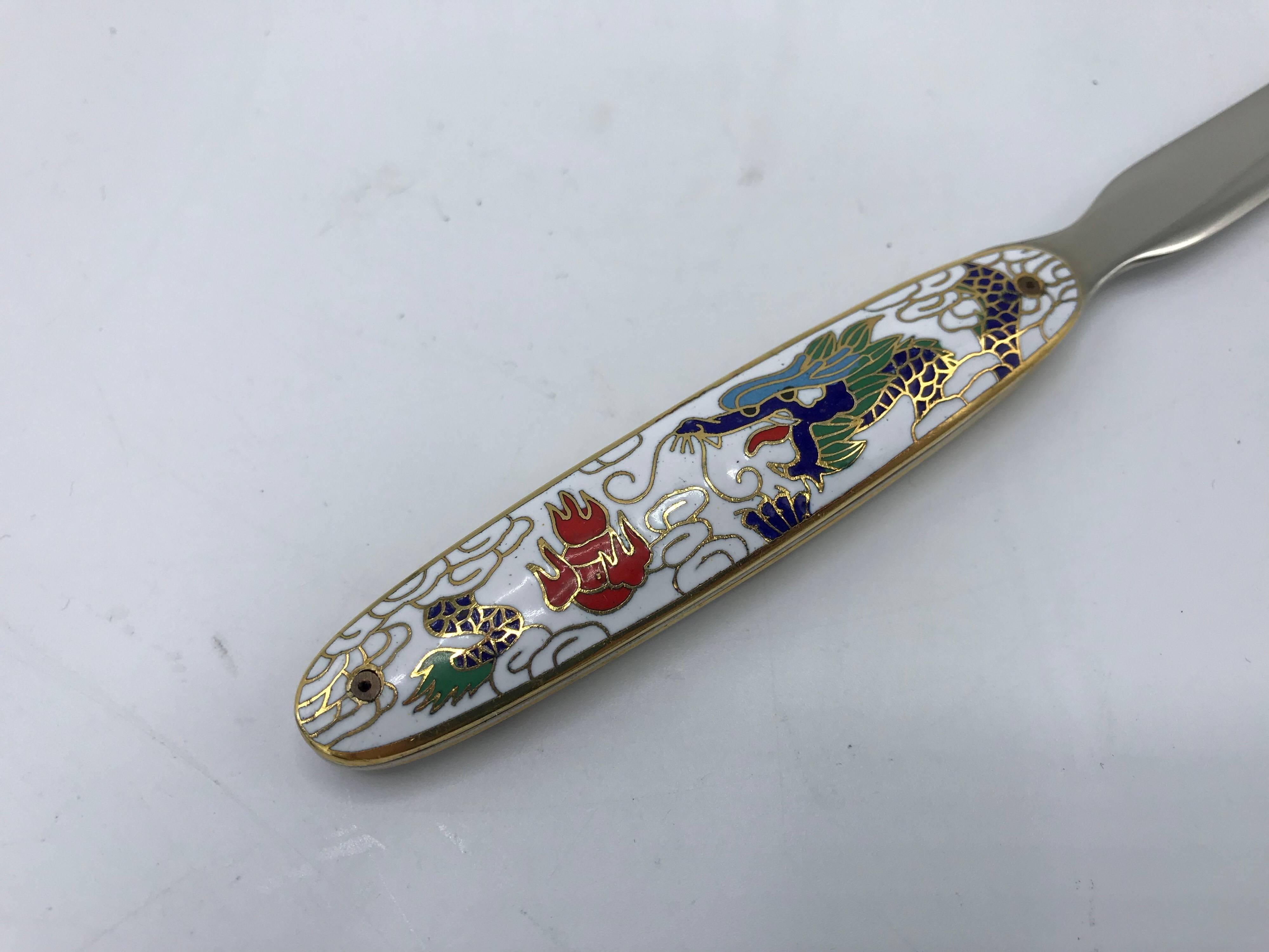 1970s White Cloisonné Letter Opener In Good Condition In Richmond, VA