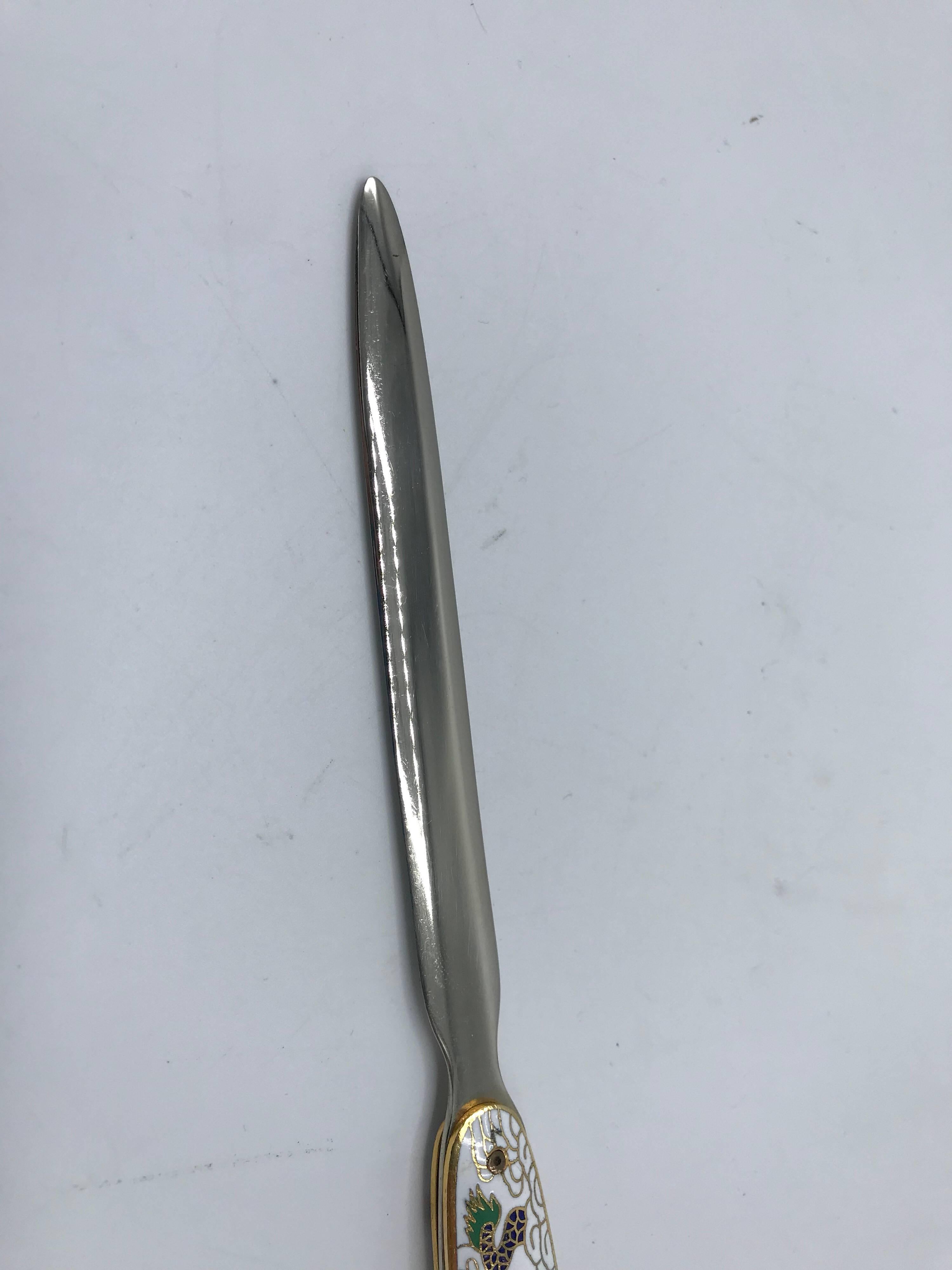 20th Century 1970s White Cloisonné Letter Opener