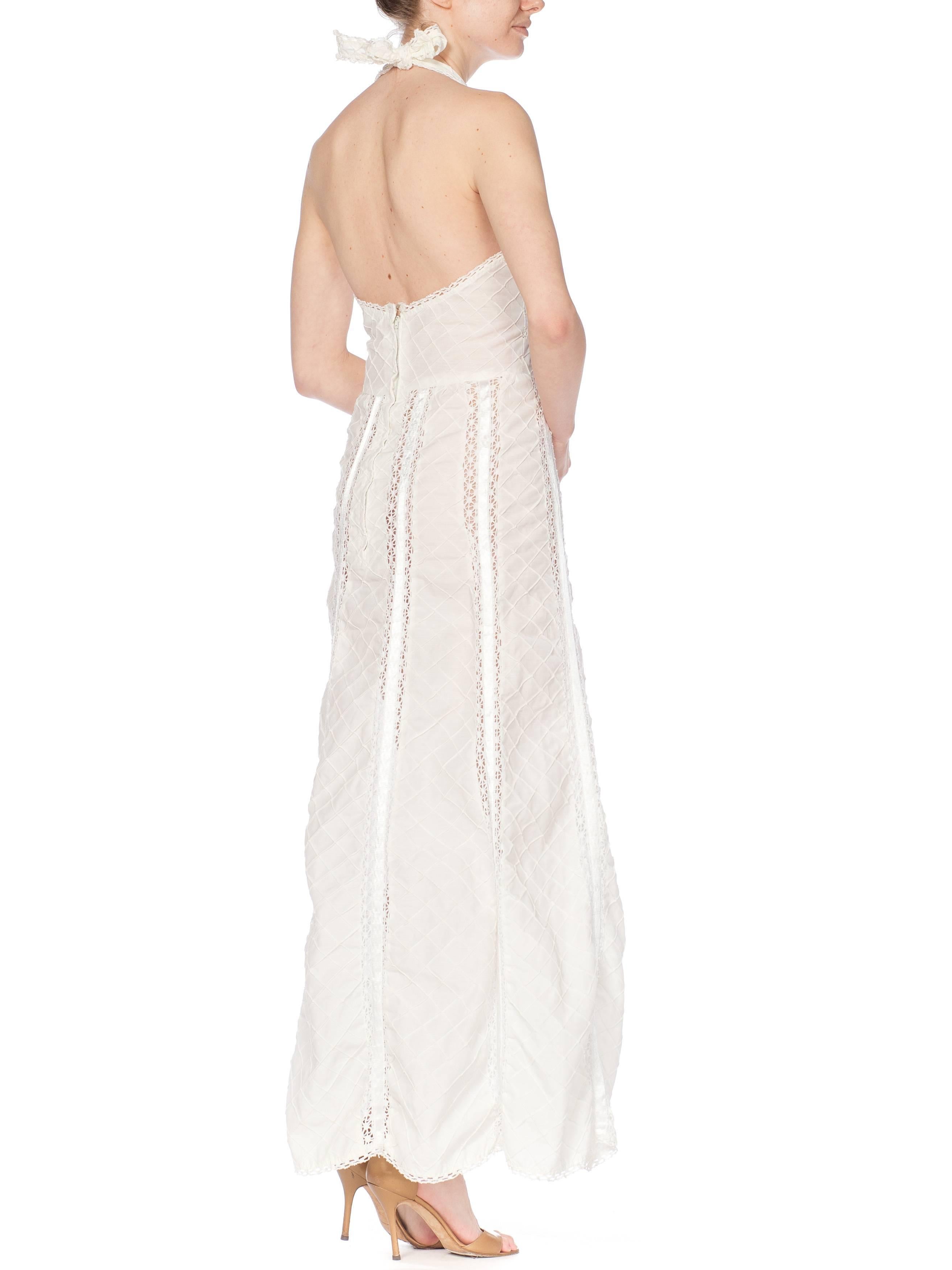 1970s White Cotton Lace Halter Dress 1