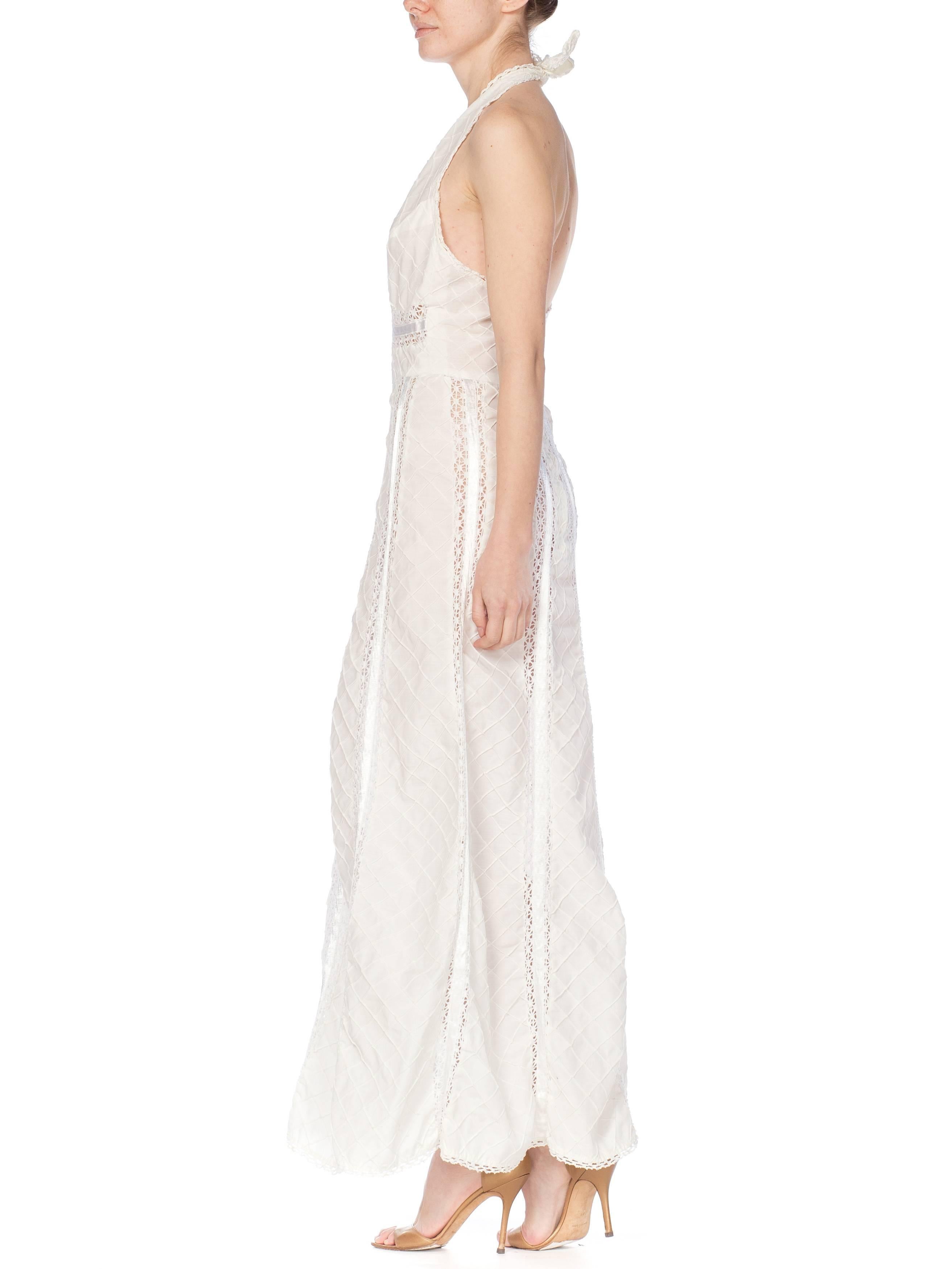 1970s White Cotton Lace Halter Dress 4