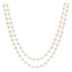 1970s White Cultured Pearls Double Row Necklace
