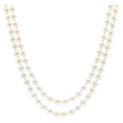 Vintage 1970s White Cultured Pearls Double Row Necklace