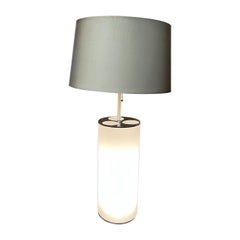 Lámpara de mesa cilíndrica blanca de los años 70 Estilo de Kartell Italia