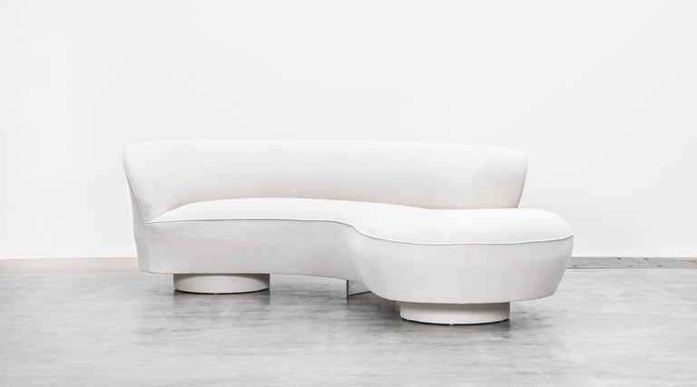 Mid-Century Modern 1970s White Fabric, New Upholstery Sofa by Vladimir Kagan For Sale