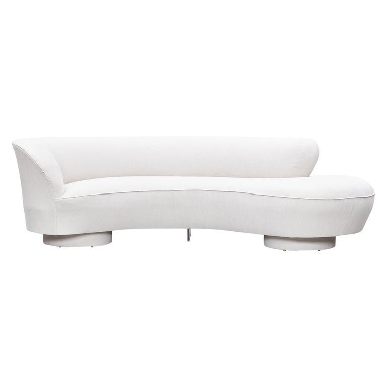 1970s White Fabric, New Upholstery Sofa by Vladimir Kagan For Sale
