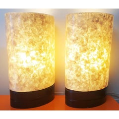 1970s White Fiberglass Table Lamps - a Pair