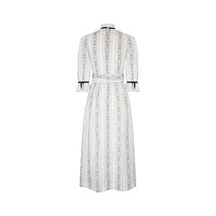 1970s White Floral Lace and Cotton Maxi Dress