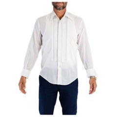 1970S White Formal Wear Pleated Tuxedo Shirt