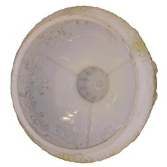 1970s White Glass Ceiling Light Shade With Cherubs and Green Paint