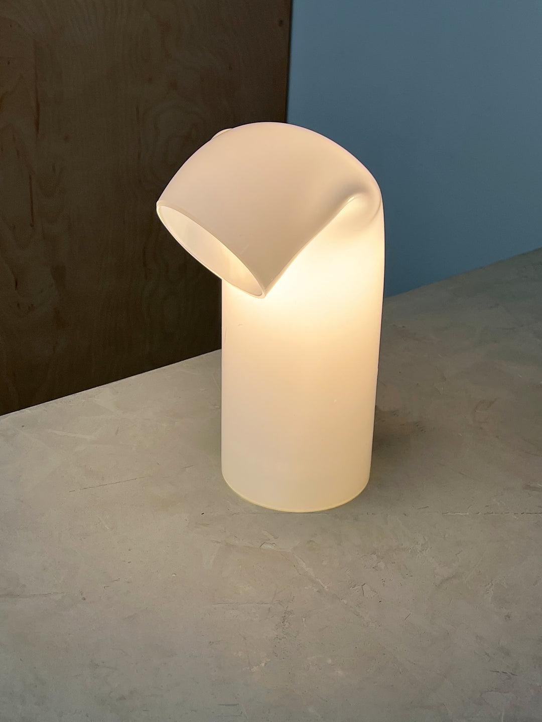 Italian 1970s White Glass Monk Table Lamp by Gino Vistosi For Sale