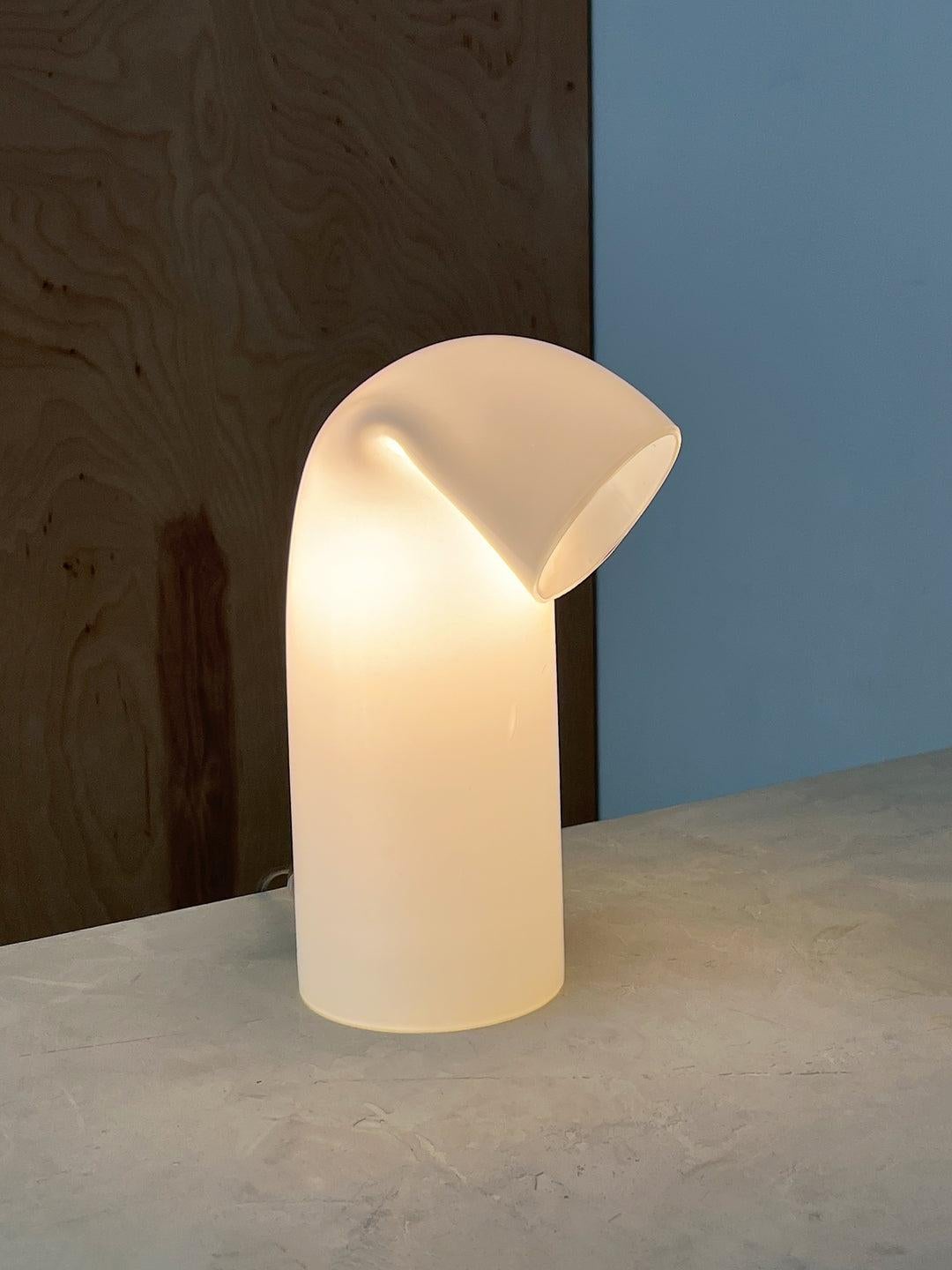 Late 20th Century 1970s White Glass Monk Table Lamp by Gino Vistosi For Sale