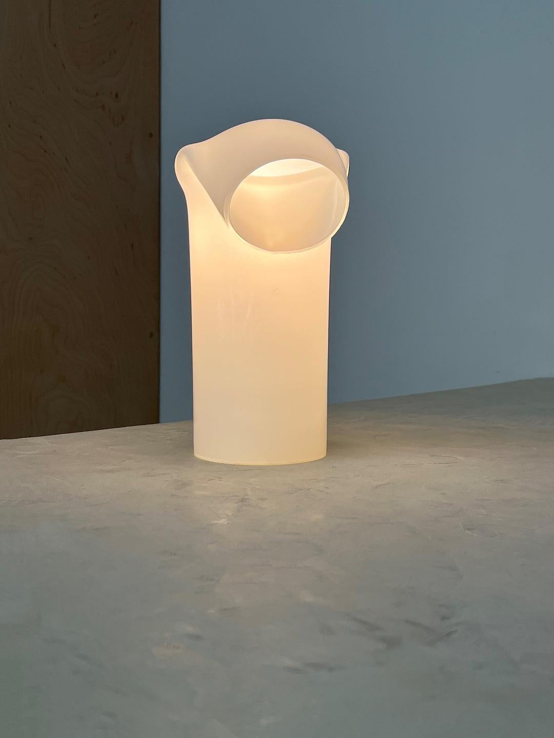 Blown Glass 1970s White Glass Monk Table Lamp by Gino Vistosi For Sale