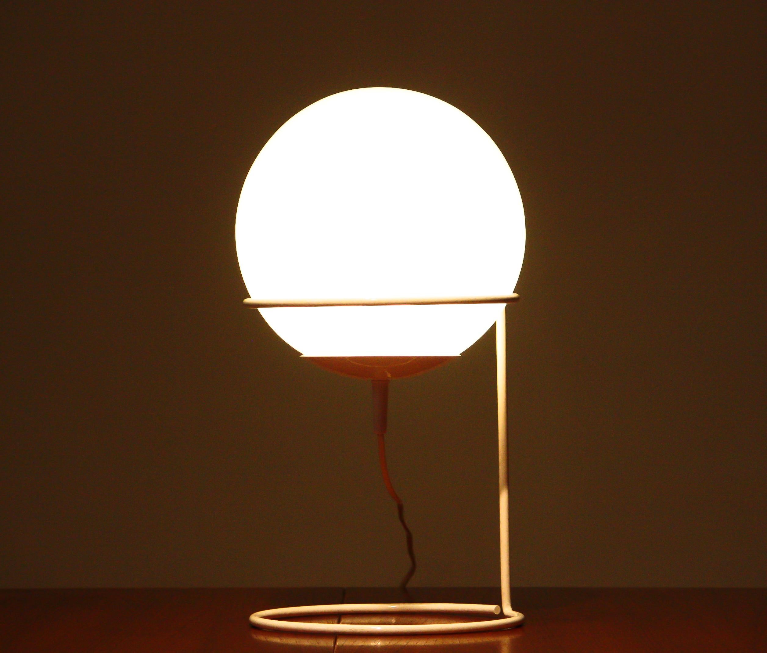 Mid-Century Modern 1970s, White Glass Table Lamp by Hala Zeist 