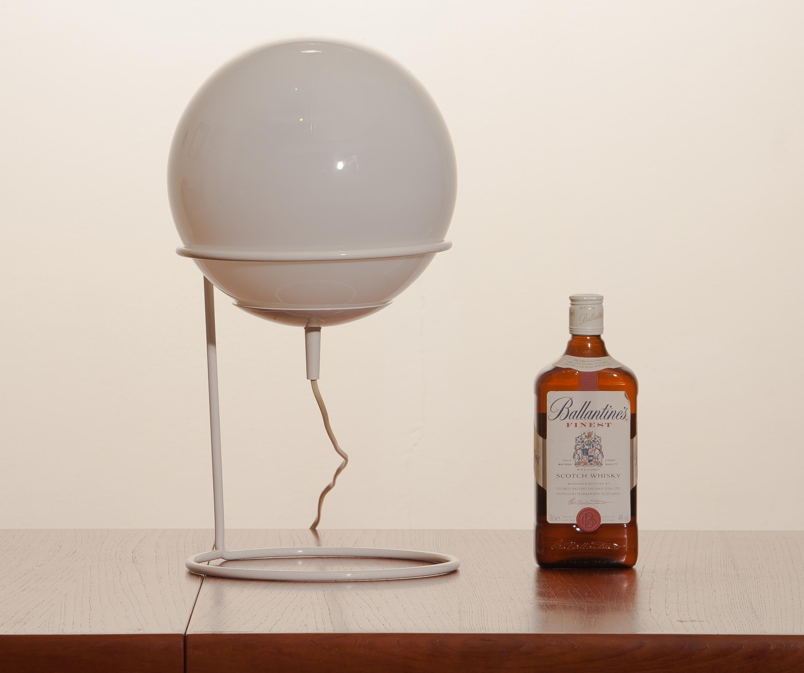 Mid-Century Modern 1970s, White Glass Table Lamp by Hala Zeist 