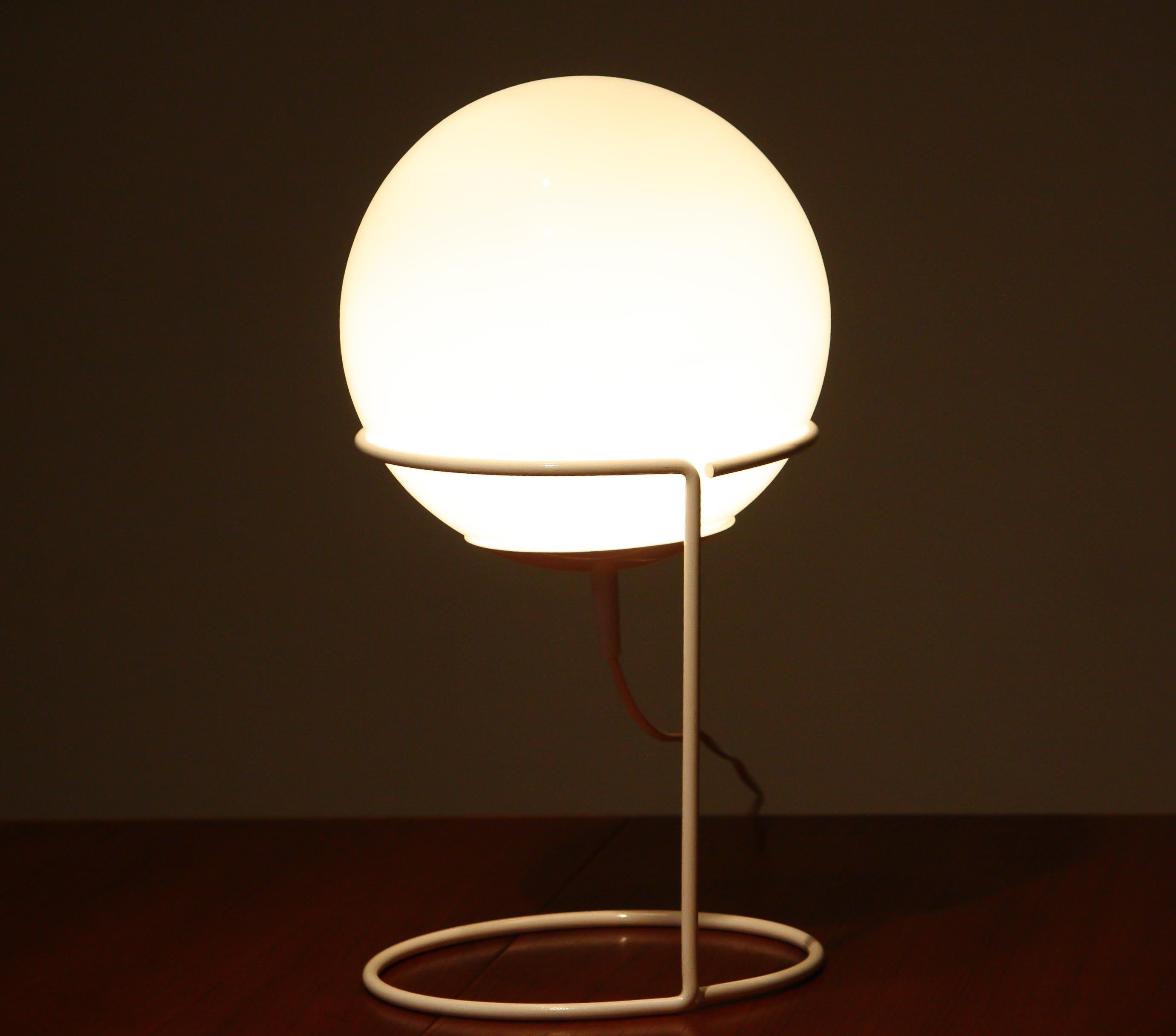 1970s, White Glass Table Lamp by Hala Zeist 