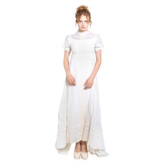 1970's Weißes Kleid mit Schleppe
