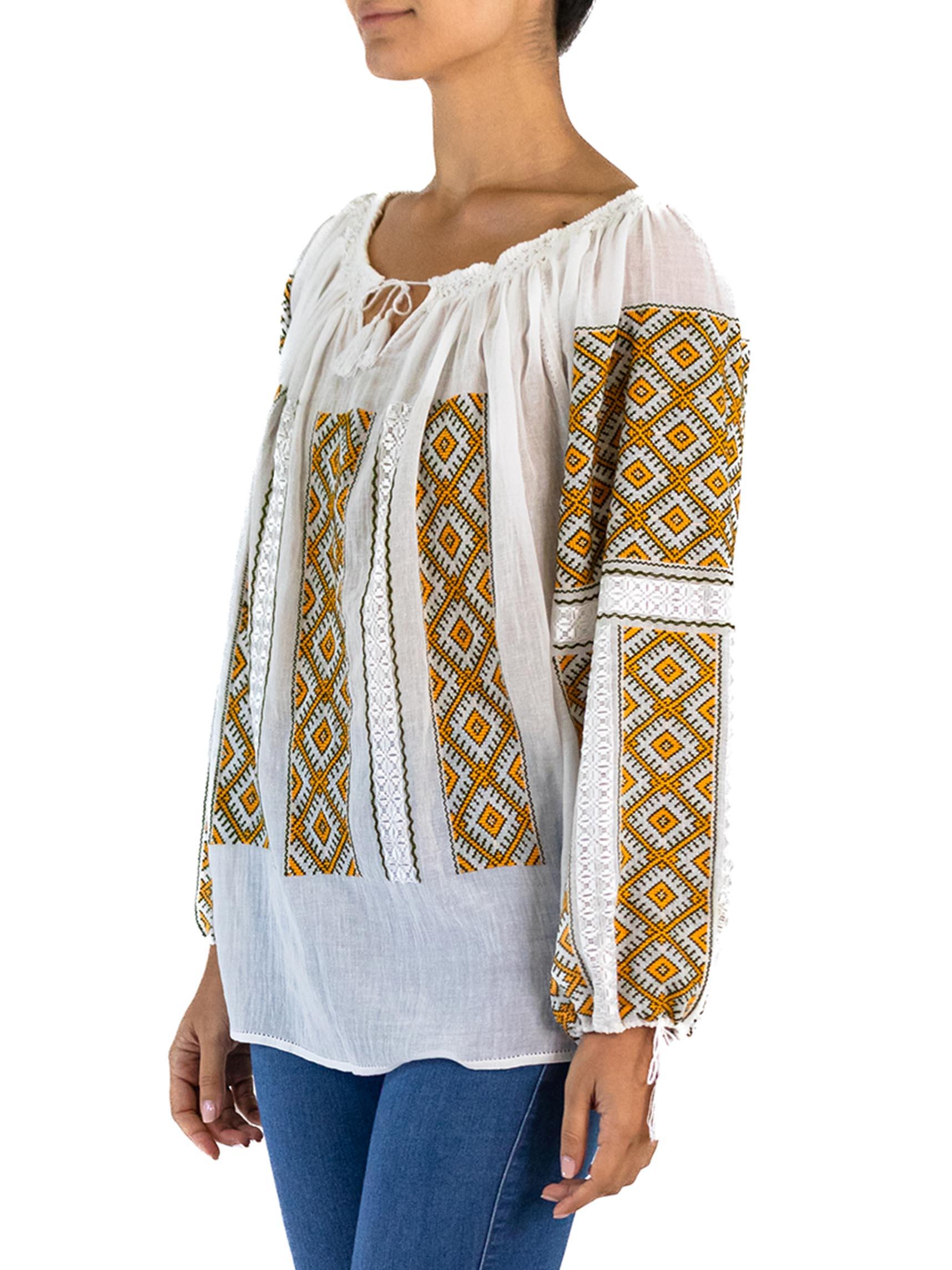 white gauze peasant blouse