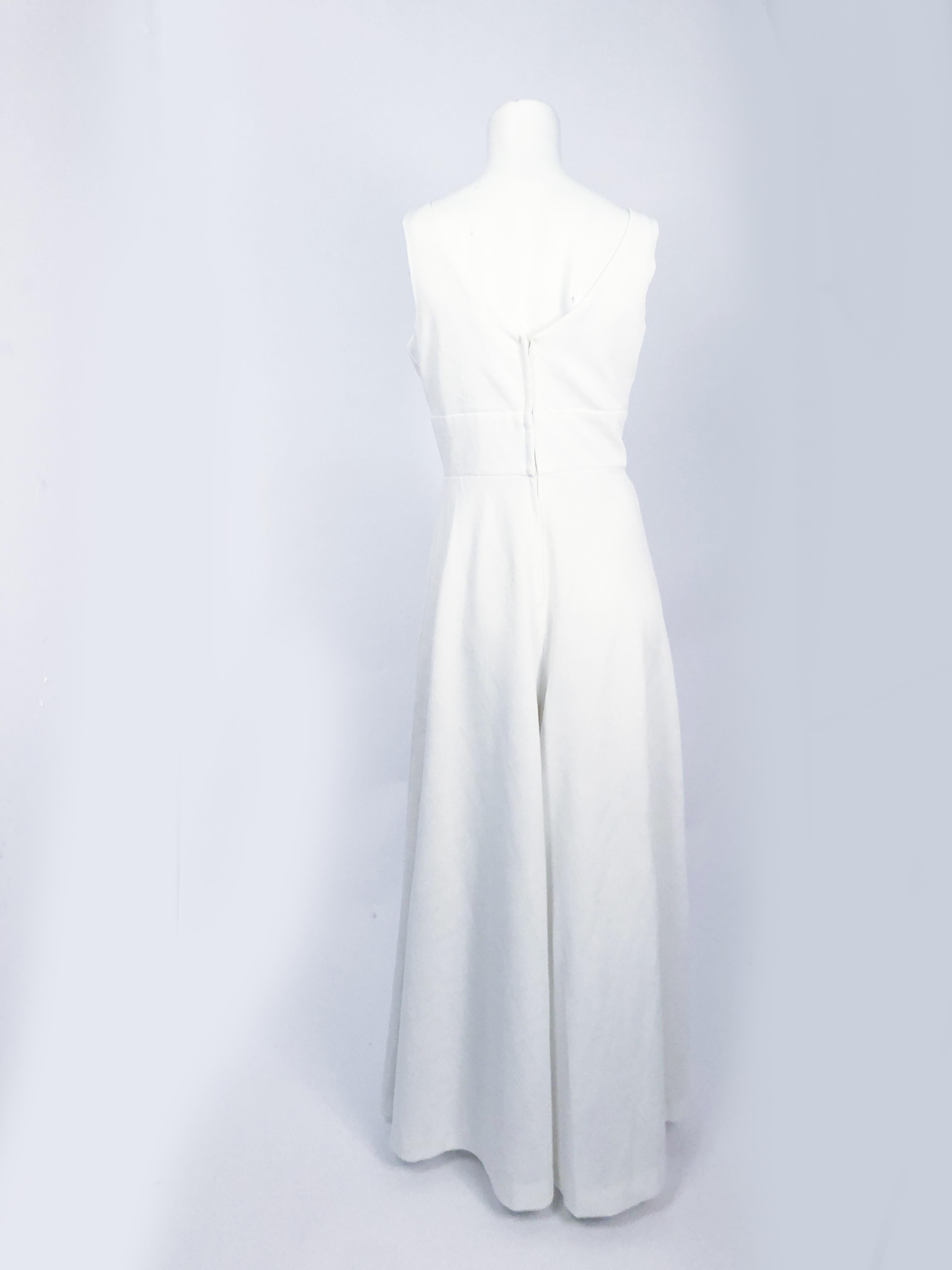 1970s White Jumpsuit With Bell-Bottom Pants 1