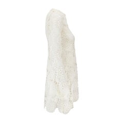 1970s White Lace Doily Crochet Dress