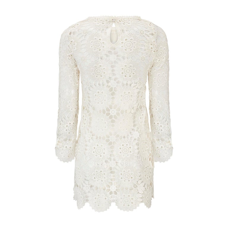 1970s White Lace Doily Crochet Dress For Sale at 1stDibs