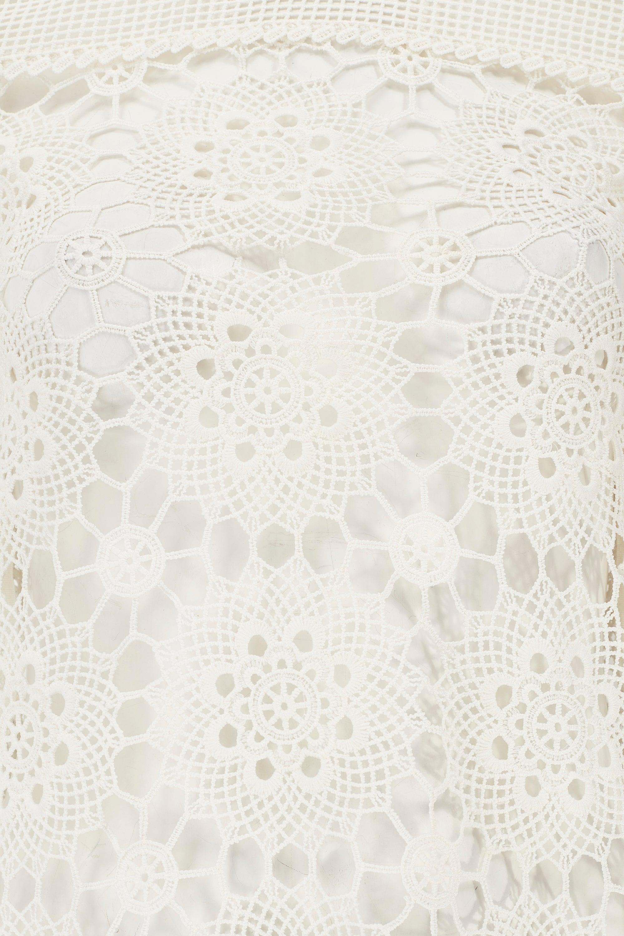 Women's 1970s White Lace Doily Crochet Dress For Sale